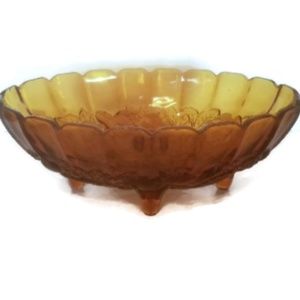 Amber Glass Harvest Footed Fruit Bowl